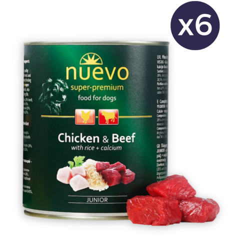 Câine Junior - Pachet Economic Hrana Umeda Caini NUEVO Junior 6x800g