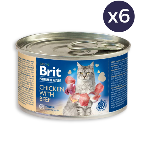 Pisici - Pachet Economic Hrana Umeda Pisici BRIT PREMIUM By Nature Chicken with Beef 6x200g