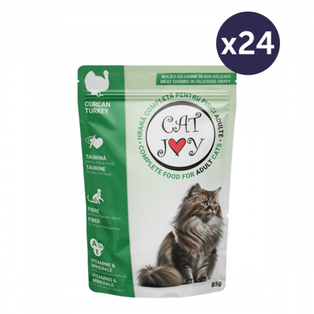Pisică Adult - Pachet Economic Hrana Umeda Pisici CAT JOY Adult Curcan in Sos 24x85g