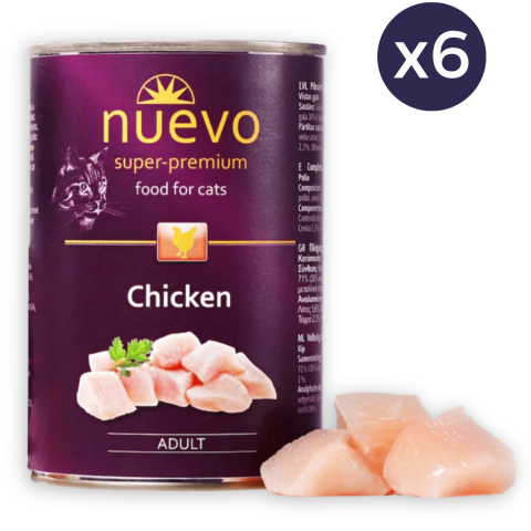 Pisici - Pachet Economic Hrana Umeda Pisici NUEVO Adult Pasare 6x400g