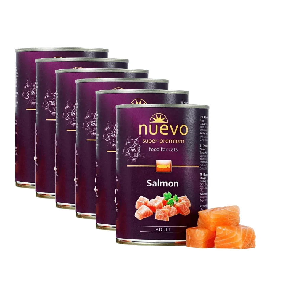 Pisici - Pachet Economic Hrana Umeda Pisici NUEVO Adult Somon 6x400g
