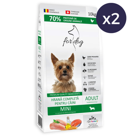Câine Adult - Pachet Economic Hrană Uscată Câine Adult, FOR DOG, Talie Mică, Pasăre, 10kg