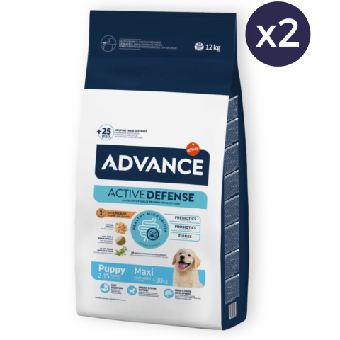 Câine Junior - Pachet Economic Hrana Uscata Caini ADVANCE Puppy Maxi 2x12kg