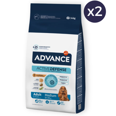 Câine Adult - Pachet Economic Hrana Uscata Caini ADVANCE Medium Adult 2x14kg