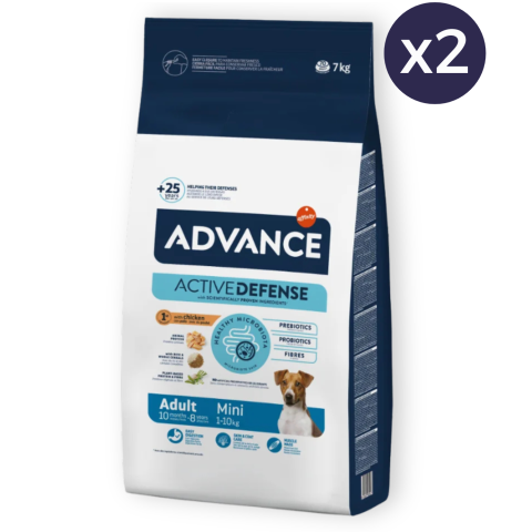 Câine Adult - Pachet Economic Hrana Uscata Caini ADVANCE Mini Adult 2x7kg
