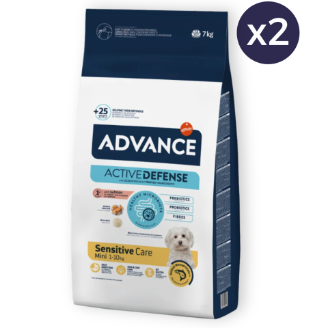 Câine Adult - Pachet Economic Hrana Uscata Caini ADVANCE Sensitive Mini 2x7kg