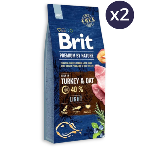 Câine Adult - Pachet Economic Hrana Uscata Caini BRIT Premium by Nature Light 2x15kg
