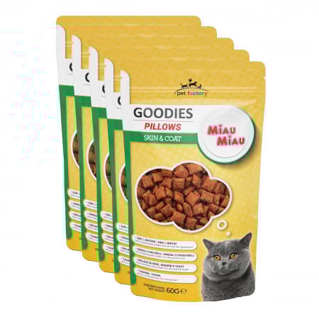 Recompense Pisici - Pachet Economic Recompense pentru Pisică Adult, MIAU MIAU Pillows Piele și Blană, 5x60g
