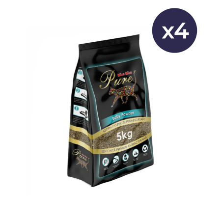 Așternut Igienic Pisici - Pachet Economic MIAU MIAU Pure Bentonită, Așternut Igienic pentru Pisică, Baby Powder, 4x5kg