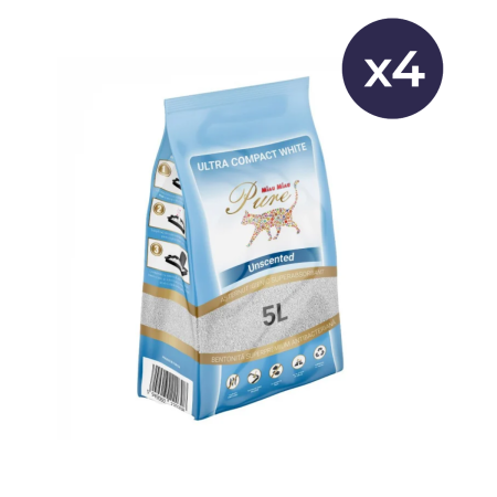 Așternut Igienic Pisici - Pachet Economic MIAU MIAU Pure Bentonită, Așternut Igienic pentru Pisică, Clasic, 4x5L