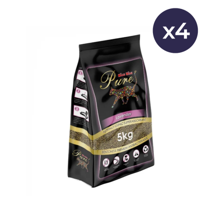 Așternut Igienic Pisici - Pachet Economic MIAU MIAU Pure Bentonită, Așternut Igienic pentru Pisică, Lavandă, 4x5kg