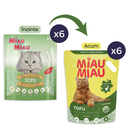 Pisici - Pachet Economic MIAU MIAU Tofu, Așternut Igienic pentru Pisică, Aloe Vera, 6x6L