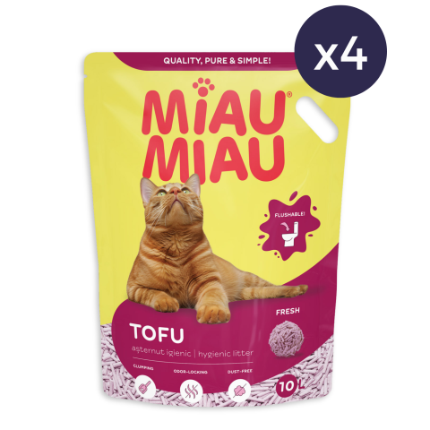 Pachet Economic MIAU MIAU Tofu, Așternut Igienic pentru Pisică, Fresh, 4x10L [1]