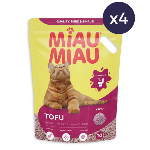 Pachet Economic MIAU MIAU Tofu, Așternut Igienic pentru Pisică, Fresh, 4x10L [1]