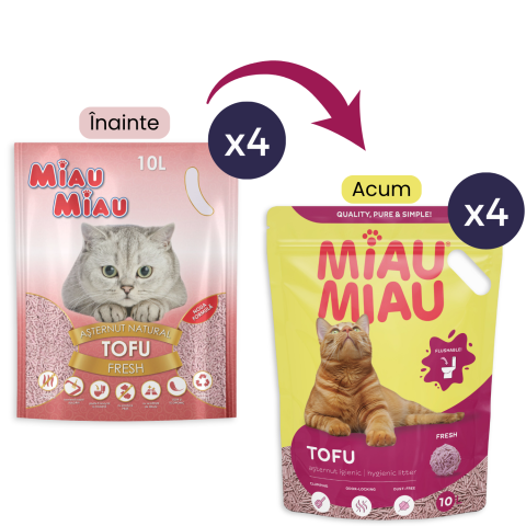 Așternut Igienic Pisici - Pachet Economic MIAU MIAU Tofu, Așternut Igienic pentru Pisică, Fresh, 4x10L