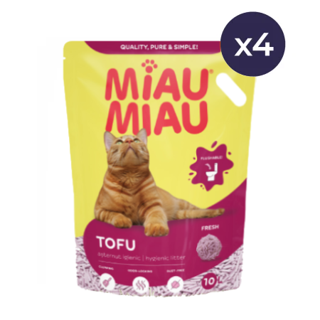 Așternut Igienic Pisici - Pachet Economic MIAU MIAU Tofu, Așternut Igienic pentru Pisică, Fresh, 4x10L