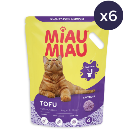Pachet Economic MIAU MIAU Tofu, Așternut Igienic pentru Pisică, Lavandă, 6x6L [1]