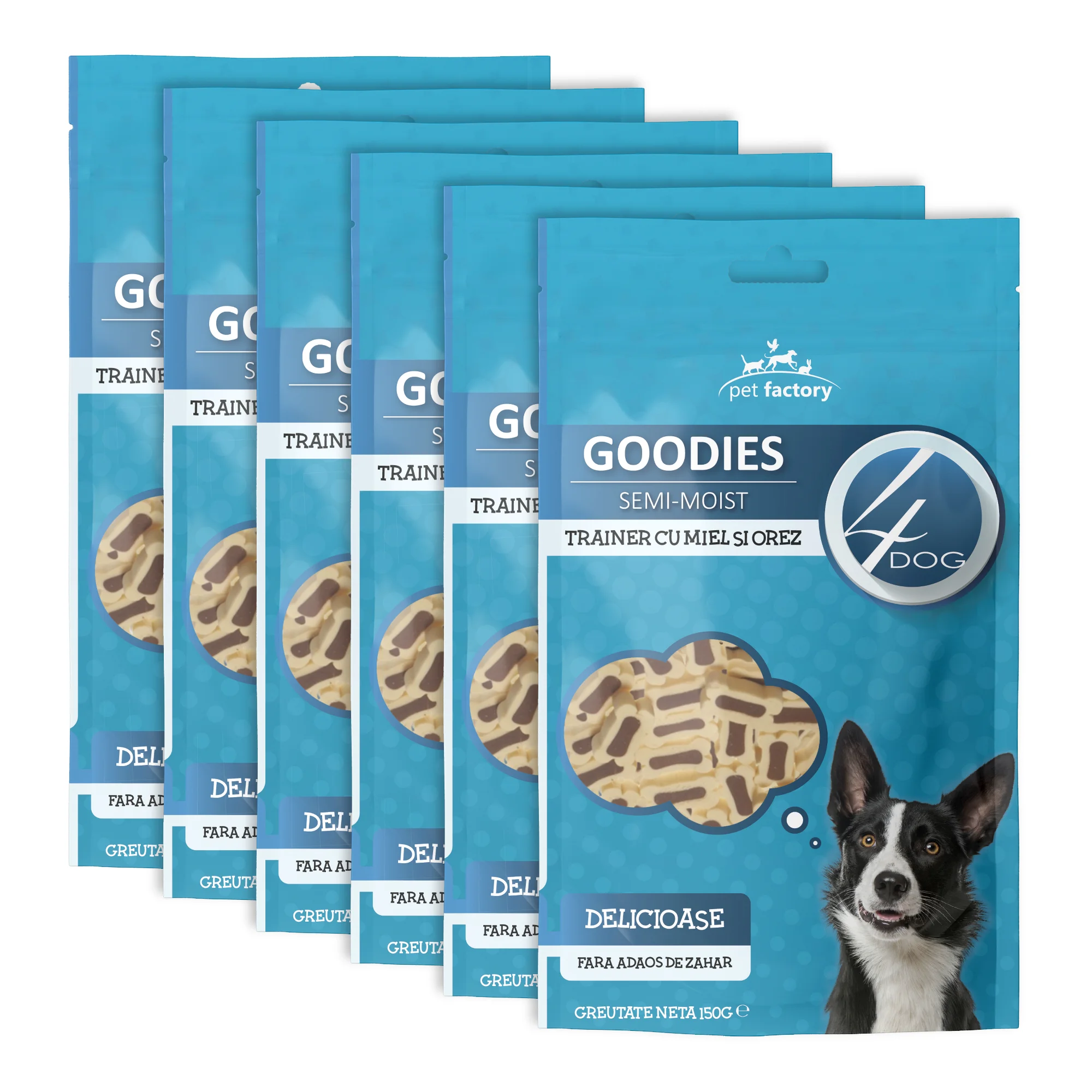 Câini - Pachet Economic Recompense pentru Câine Adult, 4DOG GOODIES Trainer, Miel și Orez, 6x150g
