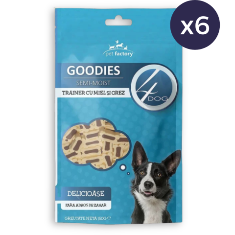 Pachet Economic Recompense pentru Câine Adult, 4DOG GOODIES Trainer, Miel și Orez, 6x150g
