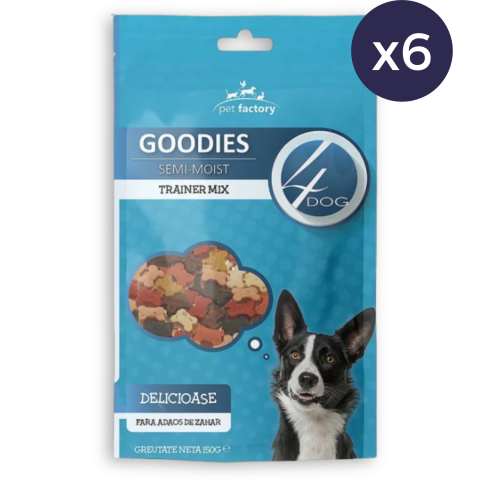 Semi-umede - Pachet Economic Recompense pentru Câine Adult, 4DOG GOODIES Trainer, Mix, 6x150g