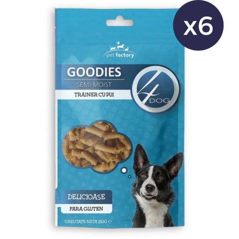 Pachet Economic Recompense pentru Câine Adult, 4DOG GOODIES Trainer, Pui, 6x150g