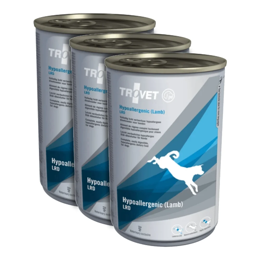Câini - Pachet Economic TROVET Hypoallergenic, Dietă Veterinară Umedă Câine Adult, Miel, 3x400g