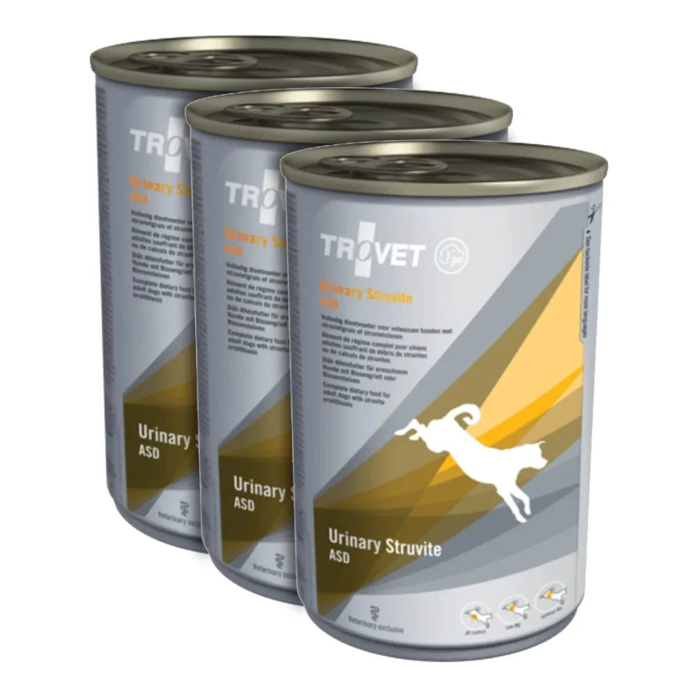 Câini - Pachet Economic TROVET Urinary Struvite, Dietă Veterinară Umedă Câine Adult, Pui și Porc, 3x400g