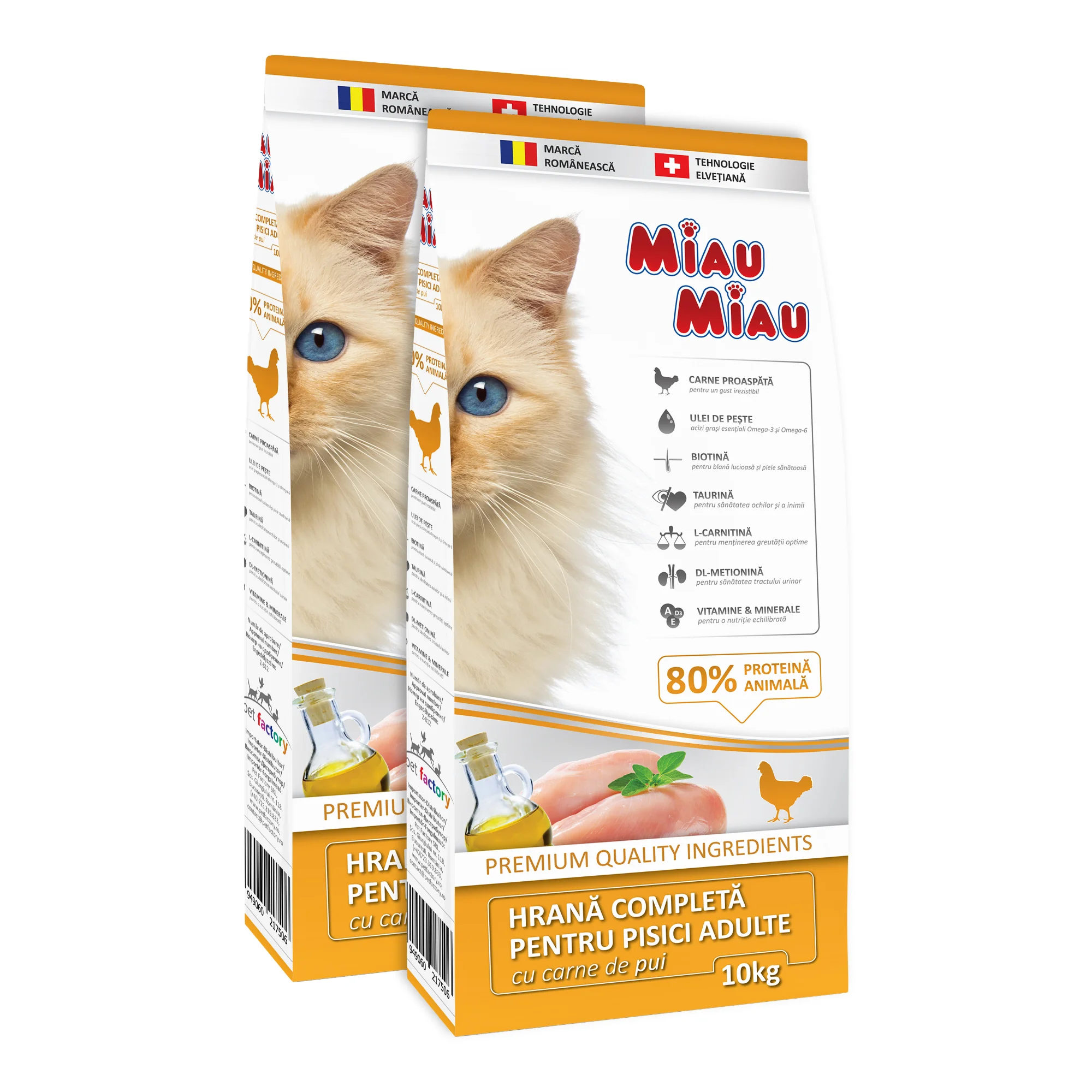 Pisică Adult - Pachet Economic MIAU MIAU Hrană Uscată Pisică Adult, Pui, 2x10kg