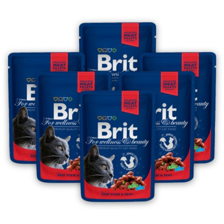 Pisică Adult - Pachet Economic Hrana Umeda Pisici BRIT PREMIUM By Nature Vita si Mazare 6x100g