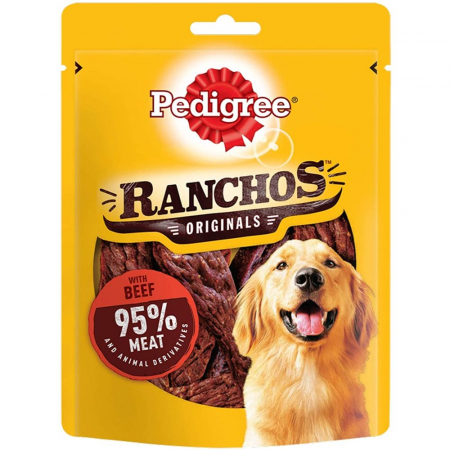 Câini - Recompense pentru Câine Adult, PEDIGREE Ranchos, Fâșii de Vită, 70g