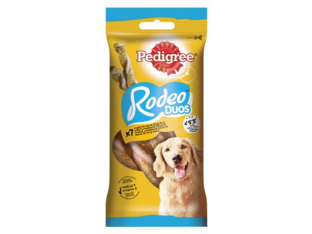 Câini - Recompense pentru Câine Adult, PEDIGREE Rodeo Duos, Batoane, Bacon și Pui, 123g, 7 bucăți