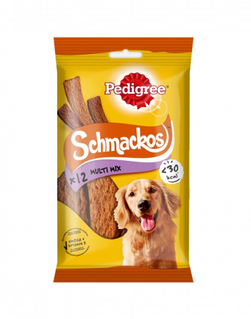 Câini - Recompense pentru Câine Adult, PEDIGREE Schmackos, Multi Mix, Pasăre, Miel și Vită, 86g, 12 bucăți