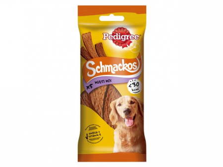 Câini - Recompense pentru Câine Adult, PEDIGREE Schmackos, Multi Mix, Pasăre, Miel și Vită, 46g, 5 bucăți