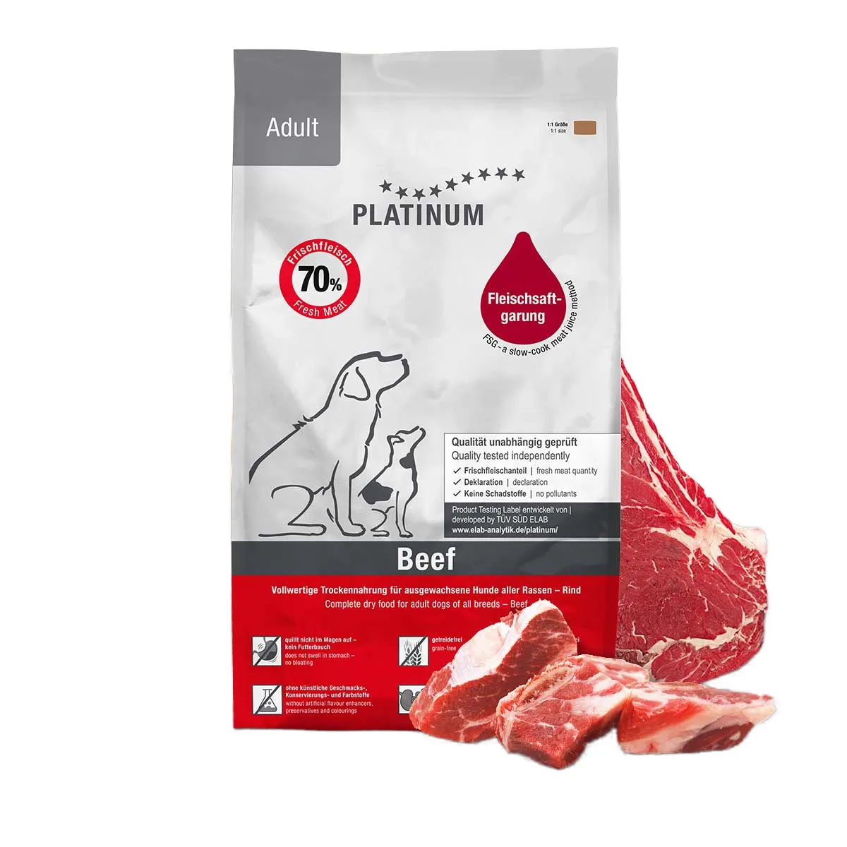 Câini - PLATINUM Natural, Hrană Uscată Câine Adult, Vită, 5kg