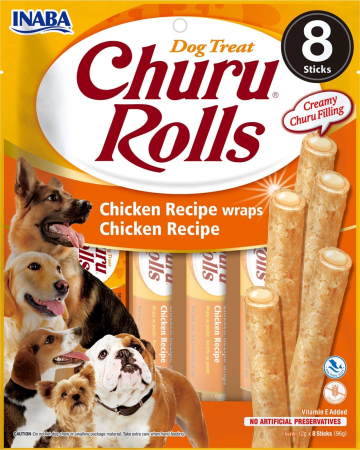 Câini - Recompense pentru Câine Adult, CHURU Rolls, Pui, 8x12g