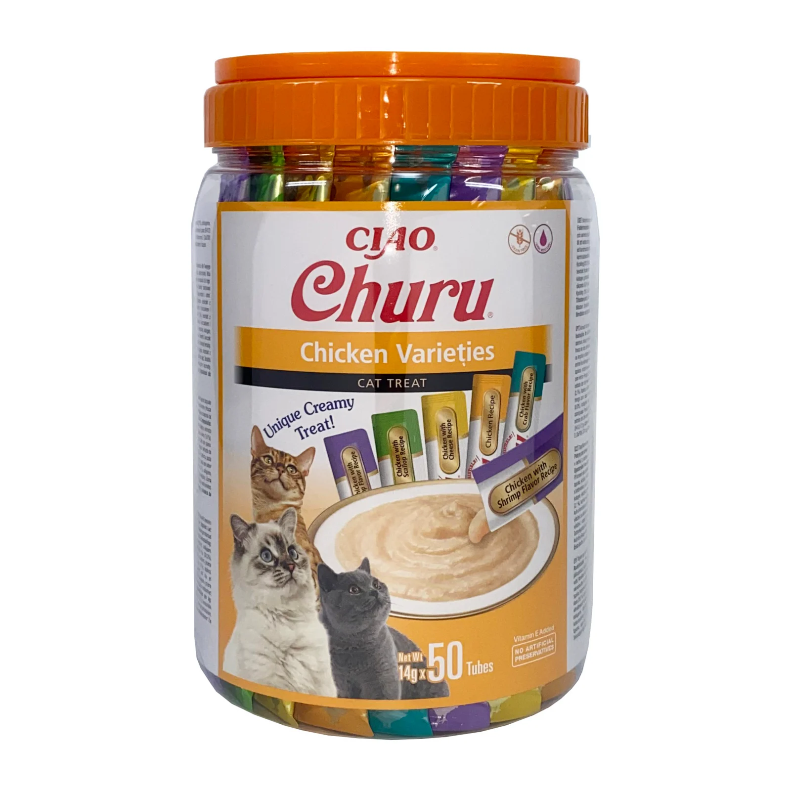 Cremoase - Recompense Cremoase Pisică Adult, CHURU Varieties, Varietăți de Pui, 50 bucăți