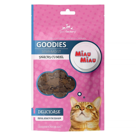 Recompense Pisici - Recompense pentru Pisică Adult, MIAU MIAU Goodies Snacks, Steluțe, Miel, 60g