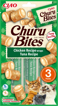 Recompense Pisici - Recompense pentru Pisică Adult, CHURU Bites, Ton și Pui, 3x10g