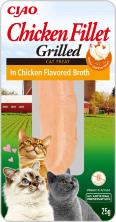 Recompense Pisici - Recompense pentru Pisică Adult, INABA CIAO Fillet, File de Pui la Grătar în Supă de Pui, 25g