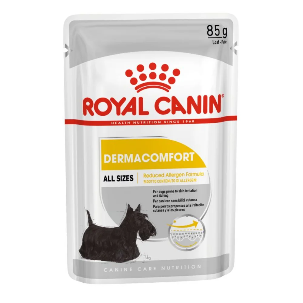 ROYAL CANIN Dermacomfort Adult, hrană umedă câine, prevenirea iritațiilor pielii (pate), 12x85g [1]