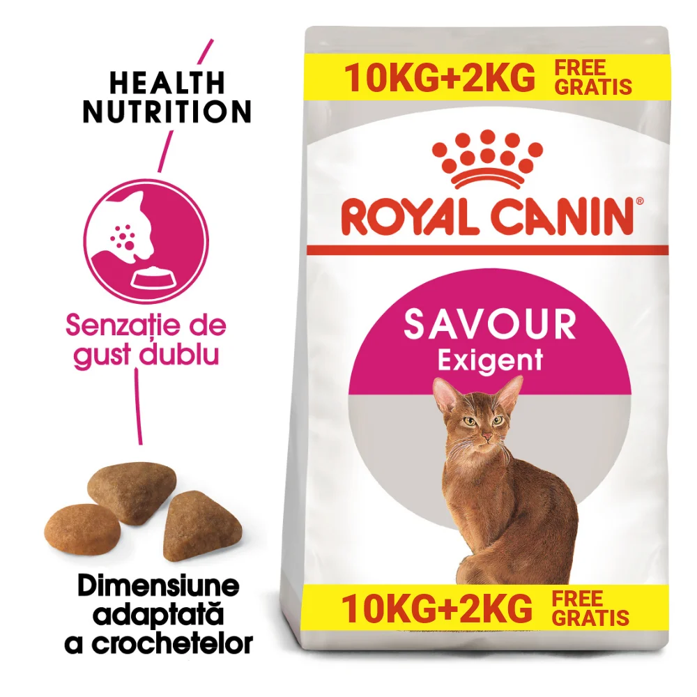 Pisică Adult - Royal Canin Exigent Savour Adult, hrană uscată pisică, apetit capricios, 10kg+2kg CADOU
