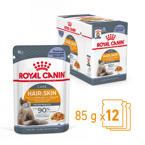 ROYAL CANIN Hair&Skin Care Adult hrana umeda pisica, piele si blana (in aspic), 12x85g [2]
