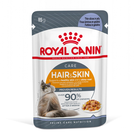 Pisică Adult - ROYAL CANIN Hair&Skin Care Adult hrana umeda pisica, piele si blana (in aspic), 12x85g