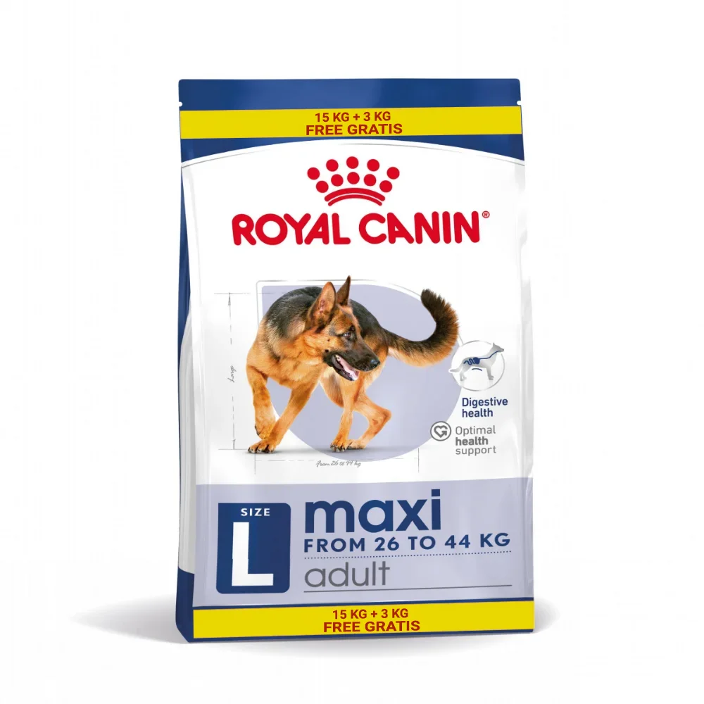 Câini - ROYAL CANIN Maxi Adult, hrană uscată câine, 15+3kg CADOU