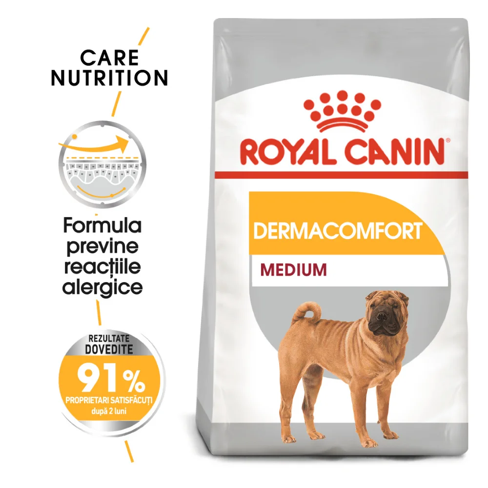 Câini - ROYAL CANIN Medium Dermacomfort, hrană uscată câine, prevenirea iritațiilor pielii, 3kg