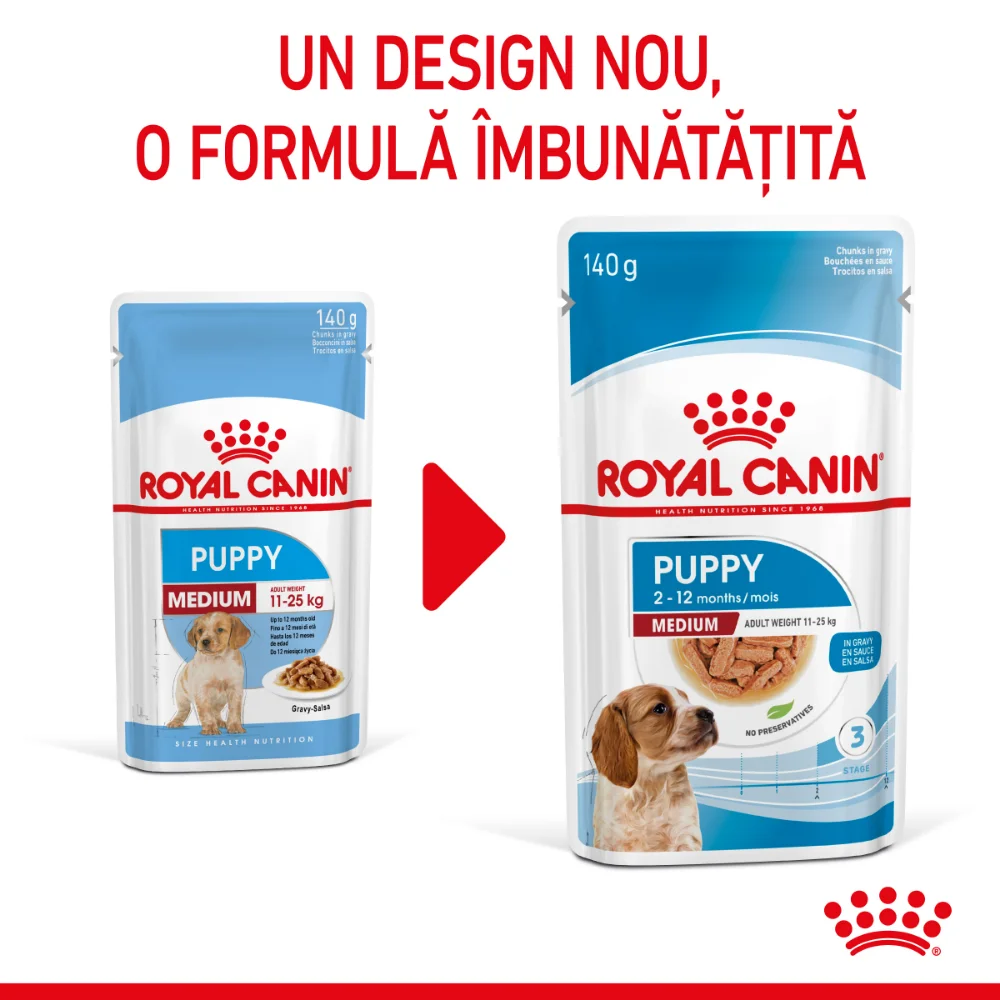 ROYAL CANIN Medium Puppy, hrană umedă câine junior (în sos), 10x140g [3]