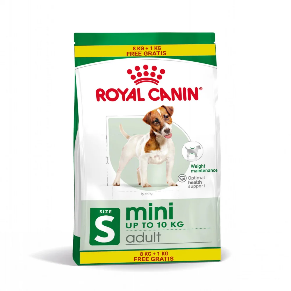 Câini - ROYAL CANIN Mini Adult, hrană uscată câine, 8+1kg CADOU