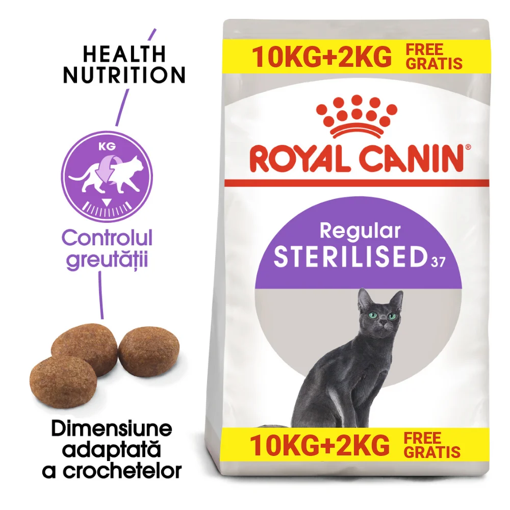 Pisică Adult - ROYAL CANIN Sterilised Adult, hrană uscată pisică sterilizată, 10k+2kg CADOU