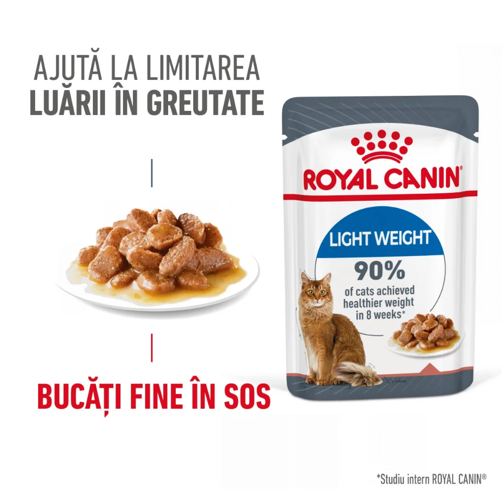 ROYAL CANIN Light Weight Care Adult, hrană umedă pisică, limitarea creșterii în greutate (în sos), 12x85g
