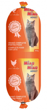 Pisici - Salam, Hrană Umedă Pisică Adult, MIAU MIAU, Pui, 400g